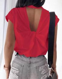 Дамска тениска с ефектен гръб в червено - код 4515