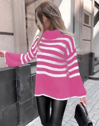 Плетен дамски пуловер с ефектен десен - код 95016 - 3