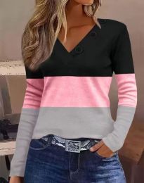 Атрактивна дамска блуза с V-образно деколте - код 66004 - 2