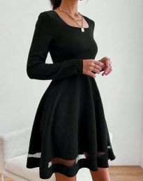 Разкроена дамска рокля в черно - код 113400