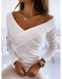 Екстравагантна дамска блуза в бяло - код 0308
