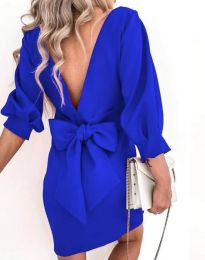 Дамска рокля с ефектен гръб в синьо - код 4850