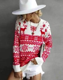 Дамски пуловер със зимен десен - код 6897 - 3