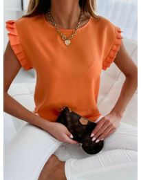 Дамска блуза с къс ръкав в оранжево - код 45233