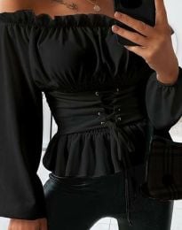 Ефектна дамска блуза в черно - код 97007