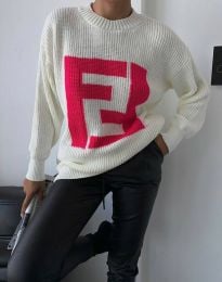 Атрактивен дамски пуловер в бяло - код 22010