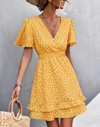 Къса дамска рокля в жълто - код 68034