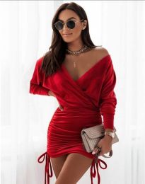 Ефектна дамска рокля в червено - код 5834