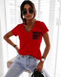 Атрактивна дамска тениска в червено - код 9188