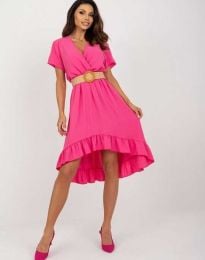 Ефектна дамска рокля в цвят циклама - код 6340