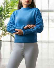 Атрактивен дамски пуловер в синьо - код 72050