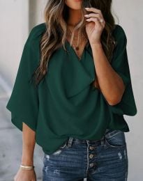 Модна дамска блуза в тъмнозелено - код 61077