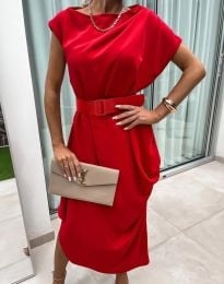 Асиметрична дамска рокля в червено - код 51471