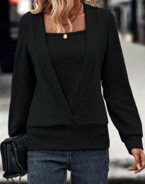 Ефектен дамски пуловер в черно - код 50085