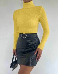 Дамска блуза с поло яка в жълто - код 0364