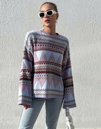 Дамски пуловер тънко плетиво - код 22054 - 3