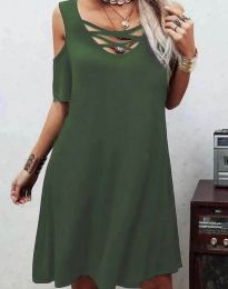 Атрактивна дамска рокля в цвят масленозелено - код 72544