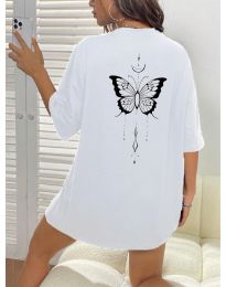 Дамска тениска с атрактивен десен в бяло - код 33788 - 2