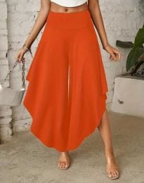 Широк дамски панталон в оранжево - код 71134