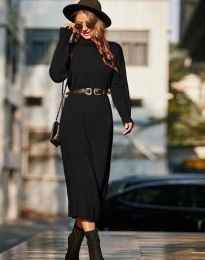 Атрактивна дамска рокля от меко плетиво в черно - код 95018