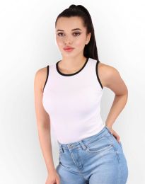 Изчистен къс дамски топ в бяло - код 65100