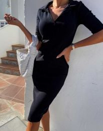 Атрактивна дамска рокля с цепка в черно - код 11660
