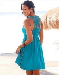 Къса рокля в синьо с ефектен гръб - код 3835