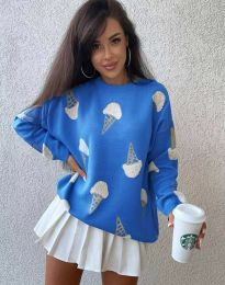 Атрактивен дамски пуловер в синьо - код 110556