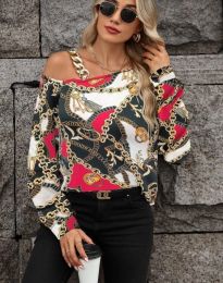 Атрактивна дамска блуза с ефектен десен - код 76017 - 1