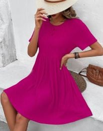 Атрактивна къса дамска рокля в цвят циклама - код 30833