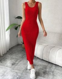 Дълга дамска рокля с гол гръб в червено - код 34330
