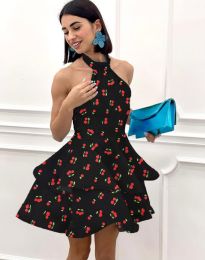 Коктейлна рокля с халтер деколте и обемна пола с волани  - код 25189 - 7