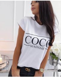 Тениска в бяло с принт "COCO madame" - код 3576 - бяло