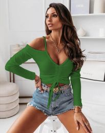 Ефектна дамска блуза в зелено - код 3723