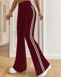 Моден дамски панталон с кант в червено - код 61038
