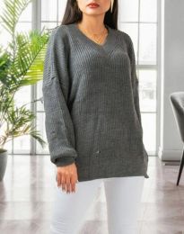 Атрактивен дамски пуловер в сиво - код 20511