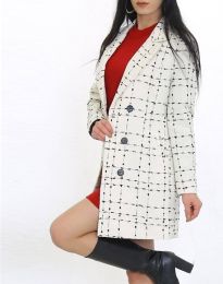 Стилно дамско палто с копчета в бяло - код 30023
