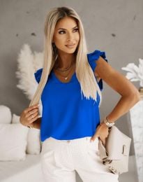 Дамска блуза с къдрички в синьо - код 8783