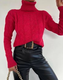 Модерен дамски пуловер в червено - код 5867