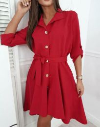 Разкроена дамска рокля в червено - код 95655
