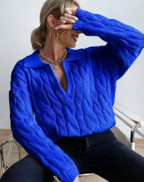 Ефектен дамски пуловер в синьо - код 5570