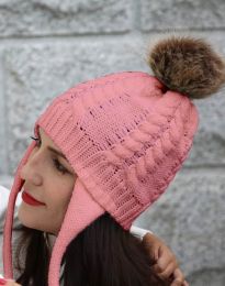 Дамска шапка в розово с пухче - код WH5