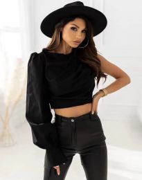 Дамска блуза с един ръкав в черно - код 4969
