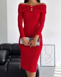 Елегантна дамска рокля в червено - код 521440