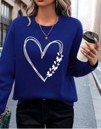 Атрактивна дамска блуза със сърце в синьо - код 5515
