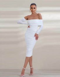 Елегантна рокля в бяло - код 5413