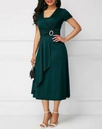 Дамска рокля в тъмнозелено - код 8569