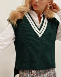 Атрактивен дамски пуловер в тъмнозелено - код 72011