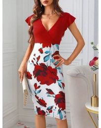 Елегантна дамска рокля в червено - код 40071