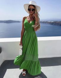 Дълга дамска рокля в зелено - код 6646